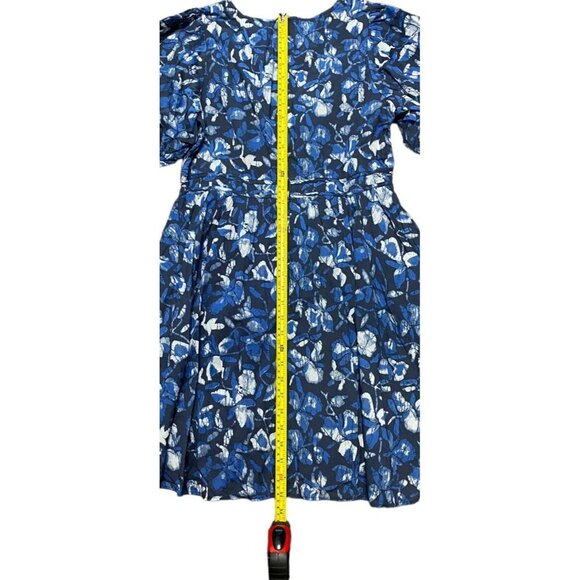 Joie Dress Sz 10 Lucia Blue Floral Mini Deep V-neck Cotton Pockets New - Picture 8 of 10